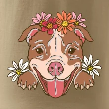 Americký stafordšírsky teriér hlava s kvetinami