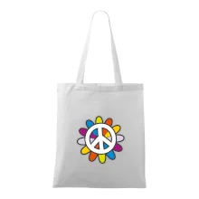 Peace symbol s kreslenou kvetinou