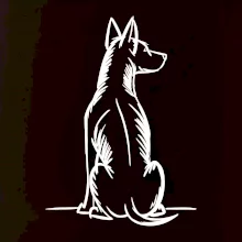 Pes kreslený zozadu