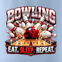 Bowlingová guľa a kolky eat sleep repeat