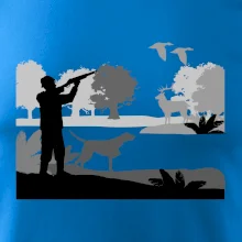 Lovec a stavač v lese