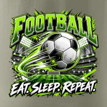 Futbalová lopta a štadión eat sleep repeat