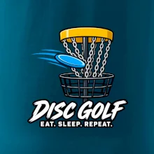 Discgolfový kôš s letiacim diskom eat sleep repeat