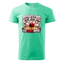 Bowlingová guľa a kolky eat sleep repeat