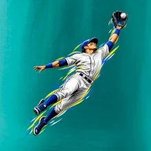 Baseballový polař chytá míček ve výskoku
