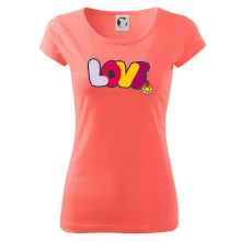 Love nápis s kvetinou