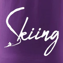 Skiing nápis lyžiar