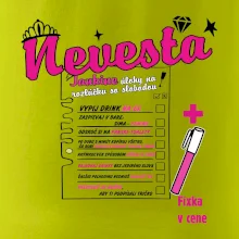 Tričko na rozlúčku s úlohami na chrbte + nápis nevesta