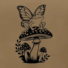 Goblincore čierna huba so žabou