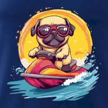 Mops na vodnom skútri