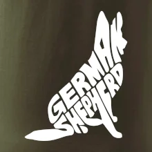 Nemecký ovčiak sediaci napis