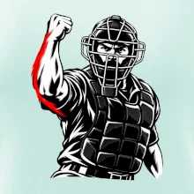 Baseballový rozhodčí signalizuje strike
