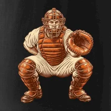 Baseballový catcher retro rytina