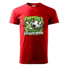 Futbalová lopta a štadión eat sleep repeat