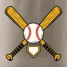 Zkřížené baseballové pálky a míček