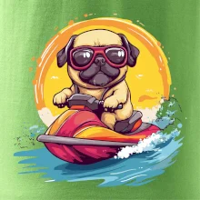 Mops na vodnom skútri