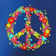 Peace symbol červené kvety