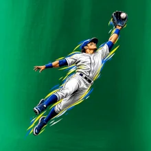Baseballový polař chytá míček ve výskoku