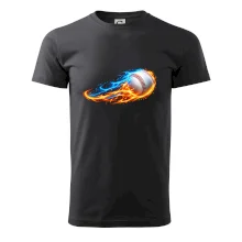 Letící baseballový míček v plamenech