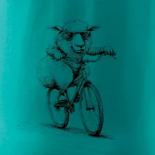 Ovce s okuliarmi na bicykli