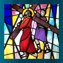 Vitráž - Ježiš a kríž