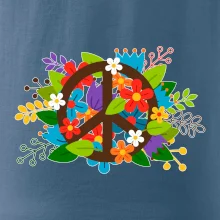 Peace symbol prerastený kvetinami