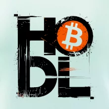 Hodl velký nápis a logo BTC