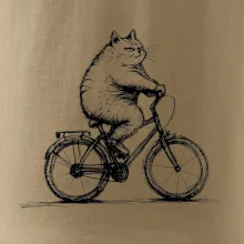 Tučná mačka na bicykli