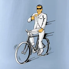 Gentleman na bicykli s pivom