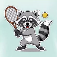 Mýval hrá tenis kreslený