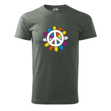 Peace symbol s kreslenou kvetinou