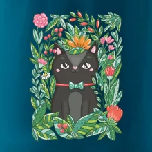 Mačka s kvetmi maľované