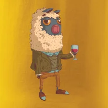 Alpaka s vínom muž