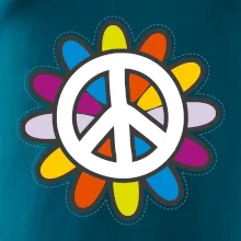 Peace symbol s kreslenou kvetinou