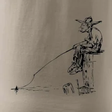 Kreslený rybár na pni