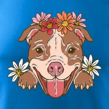 Americký stafordšírsky teriér hlava s kvetinami