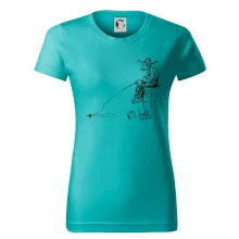 Kreslený rybár na pni