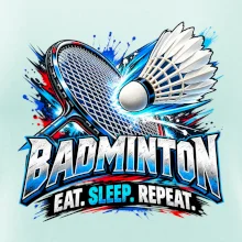 Bedmintonová raketa s košíčkom eat sleep repeat