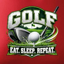 Golfová palica s loptičkou eat sleep repeat