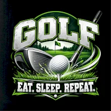 Golfová palica s loptičkou eat sleep repeat
