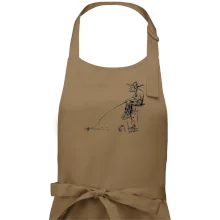 Kreslený rybár na pni