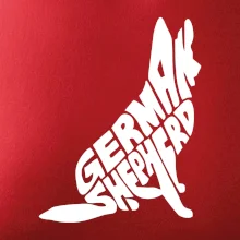 Nemecký ovčiak sediaci napis