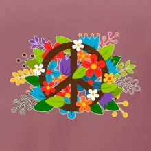 Peace symbol prerastený kvetinami