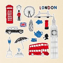 Velká Británie - kreslené ikonky