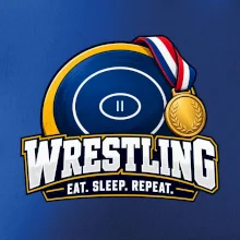 Zápasnická žíněnka se zlatou medailí eat sleep wrestling  repeat
