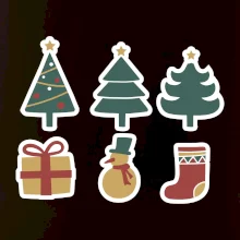 Vianočná sada - stromčeky a darčeky