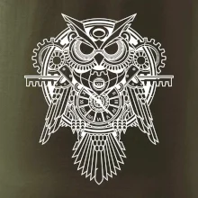 Steampunk sova čiernobiela