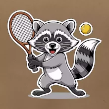 Mýval hrá tenis kreslený