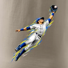 Baseballový polař chytá míček ve výskoku