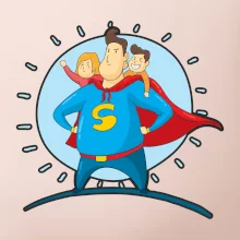 Táta superman - dievča a chlapec Táta superman - dievča a chlapec